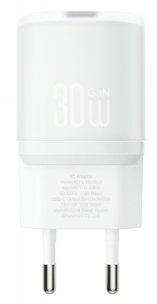 Caricabatterie Rete XO Design L150, 30W, 3A, 1 x USB-C, Bianco