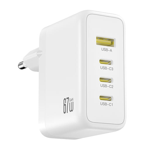 Caricatore da rete XO Design CE39, 67W, 3A, 1 x USB-A - 3 x USB-C, Bianco