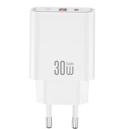 Caricatore da rete XO Design CE42, 30W, 3A, 1 x USB-A - 1 x USB-C, Bianco