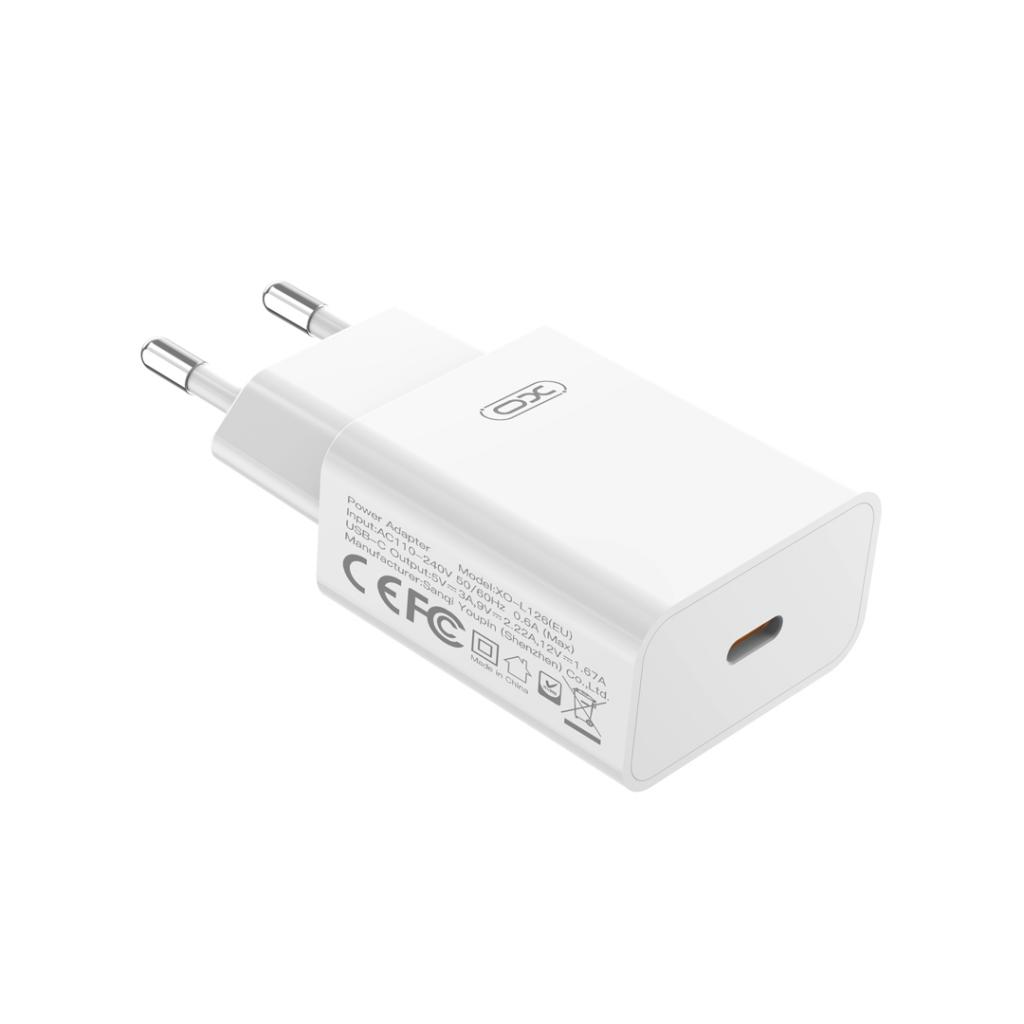 Caricabatterie Rete XO Design L126, 20W, 3A, 1 x USB-C, Bianco