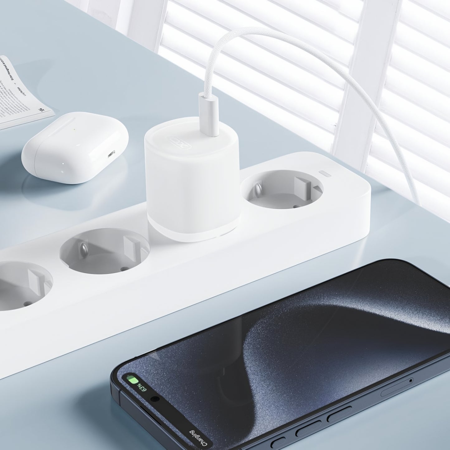 Caricabatterie Rete XO Design L150, 30W, 3A, 1 x USB-C, Bianco