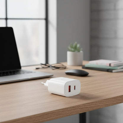 Caricabatterie Rete Yesido YC02E, 20W, 3A, 1 x USB-A - 1 x USB-C, Bianco