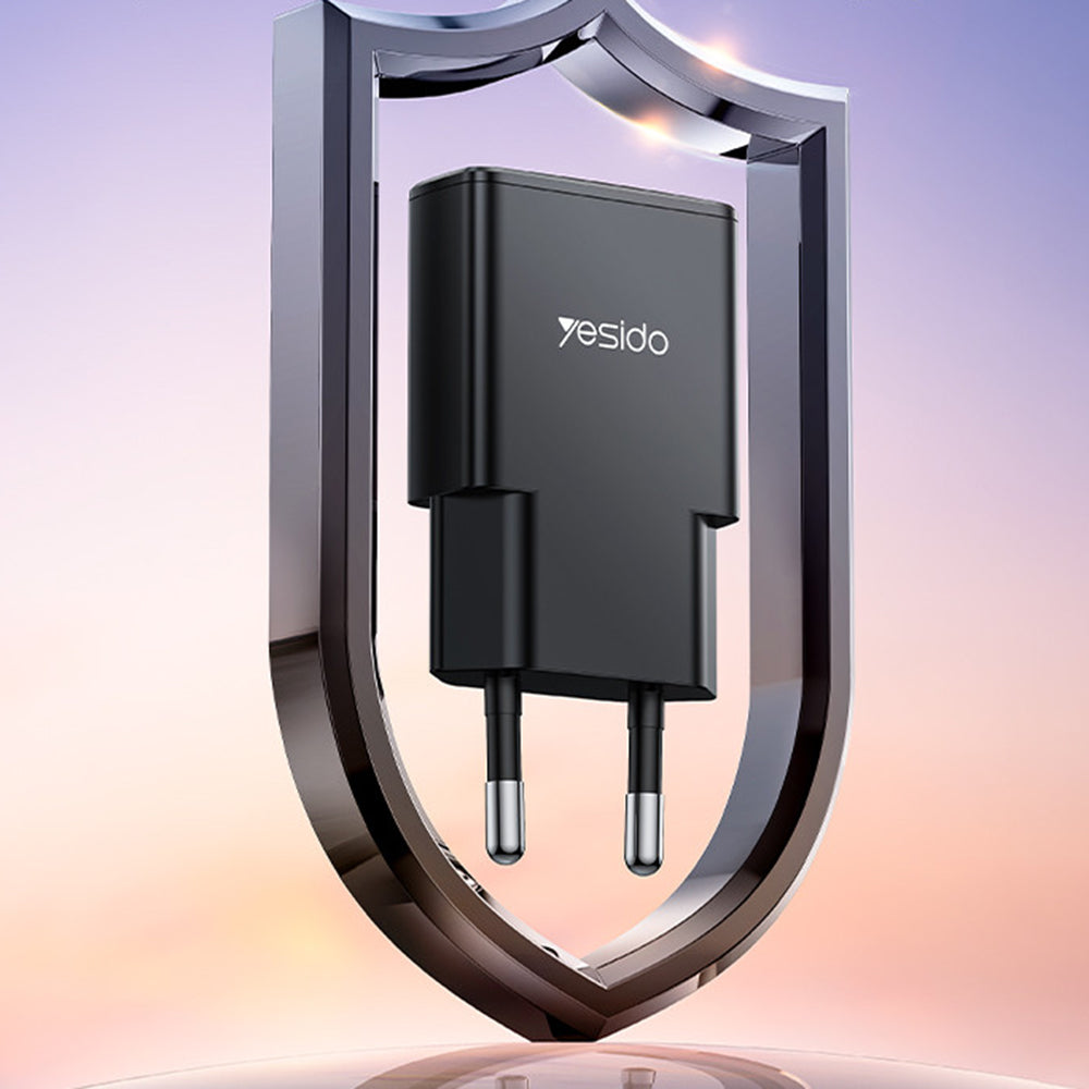 Caricabatterie Rete Yesido YC74, 30W, 3A, 1 x USB-C, Nero