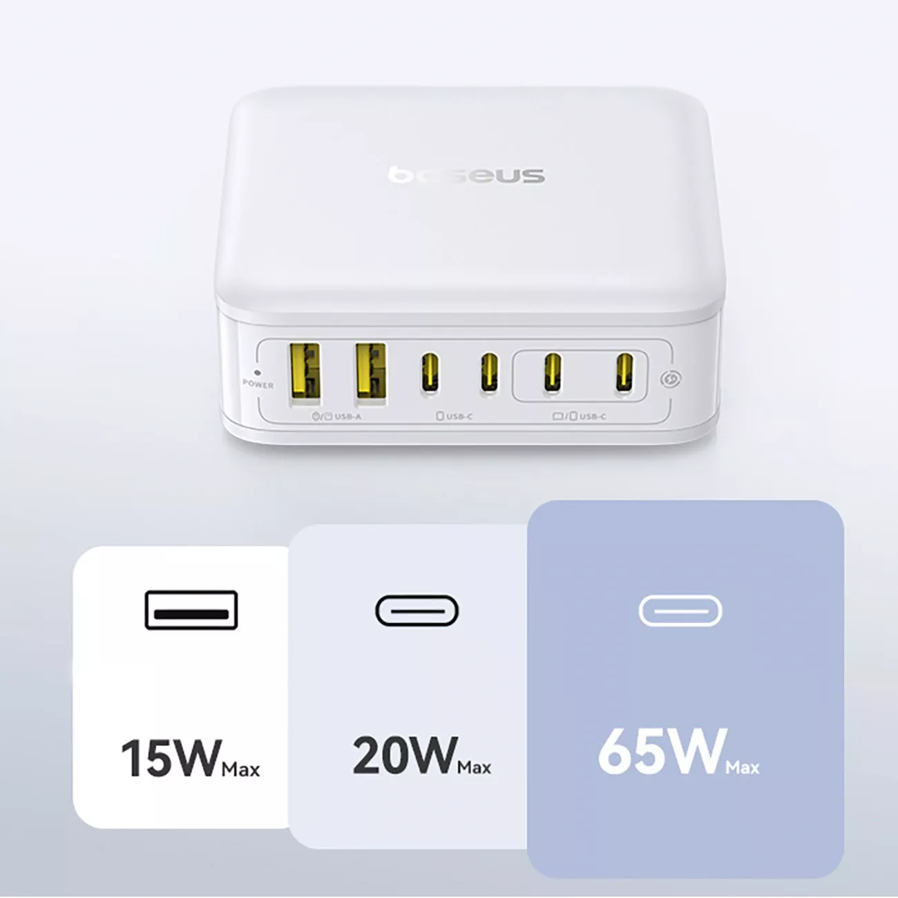 Baseus EnerFill FH21 Station Charger, 120W, 2 x USB-A - 4 x USB-C, White E0120T01