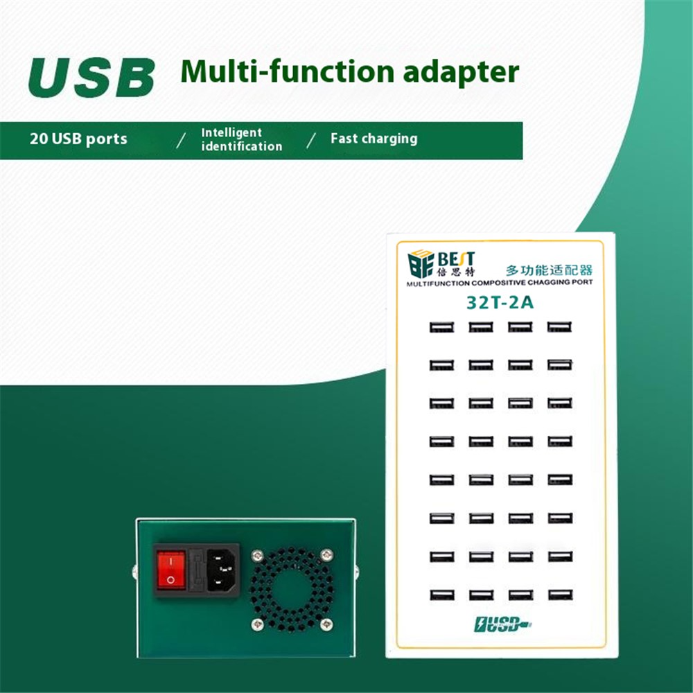 Caricatore Stazione Best 32T-2A, 2A, 32 x USB-A, Bianco