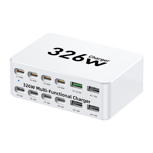 Caricatore Stazione OEM WLX-818E, 326W, 3.25A, 4 x USB-A - 8 x USB-C, Bianco