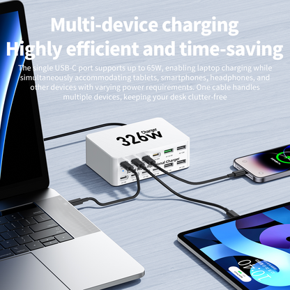 OEM Station Charger WLX-818E, 326W, 3.25A, 4 x USB-A - 8 x USB-C, White