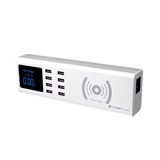 Caricabatterie Stazione Sunshine SS-309WD QI, 40W, 2.4A, 8 x USB-A, Bianco