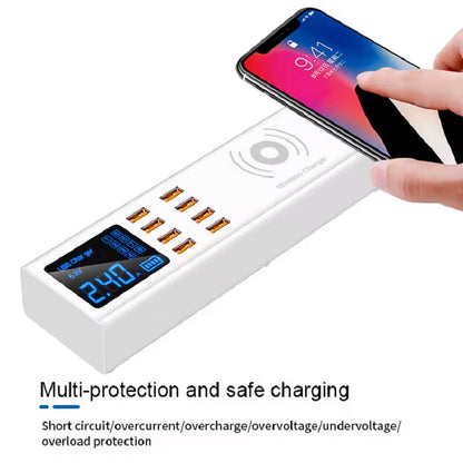 Caricabatterie Stazione Sunshine SS-309WD QI, 40W, 2.4A, 8 x USB-A, Bianco