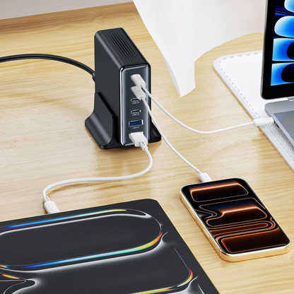 Tech-Protect DC160W-GAN Charging Station, 160W, 5A, 2 x USB-A - 4 x USB-C, Black