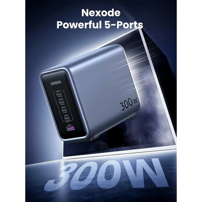 Caricabatterie Stazione UGREEN CD333 Nexode, 300W, 5A, 1 x USB-A - 4 x USB-C, Grigio, Ricondizionato