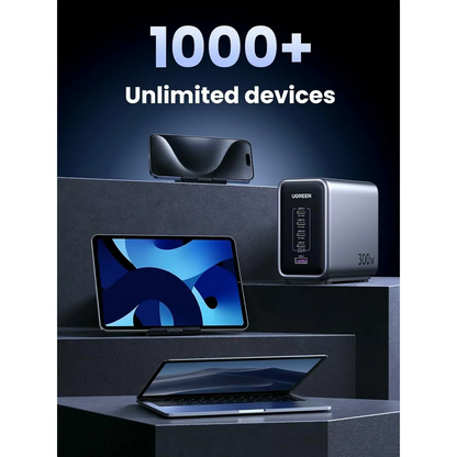 Caricabatterie Stazione UGREEN CD333 Nexode, 300W, 5A, 1 x USB-A - 4 x USB-C, Grigio, Ricondizionato