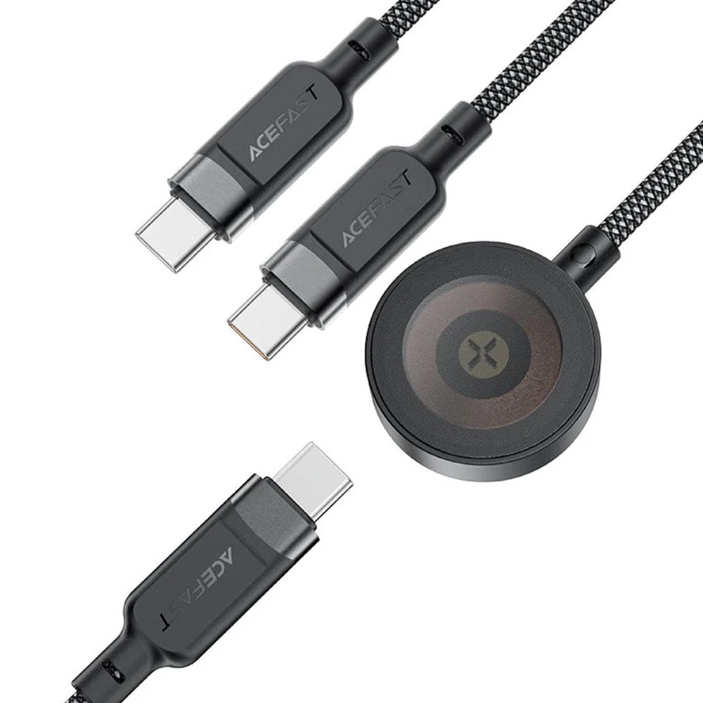 Caricabatterie Wireless Acefast 4in1 per Apple Watch Series, USB-C, Nero