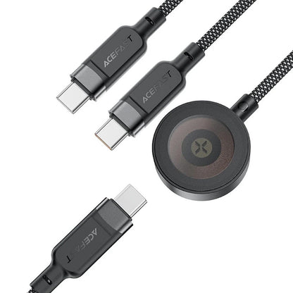 Caricabatterie Wireless Acefast 4in1 per Apple Watch Series, USB-C, Nero