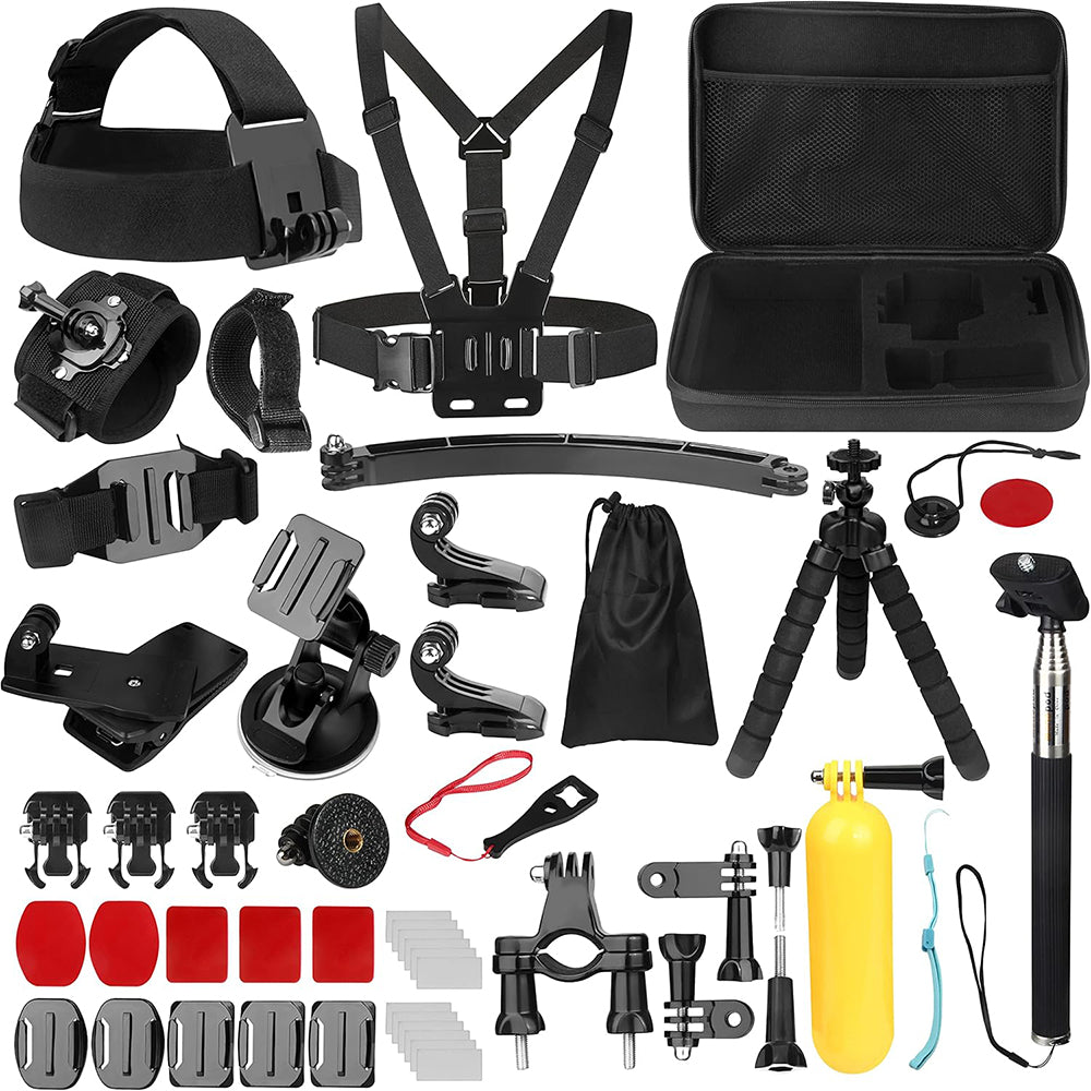 Kit Accessori Camera Sport Techsuit SA50 per GoPro / Serie SJCAM, 50in1, Nero