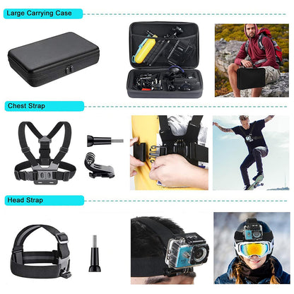 Kit Accessori Camera Sport Techsuit SA50 per GoPro / Serie SJCAM, 50in1, Nero