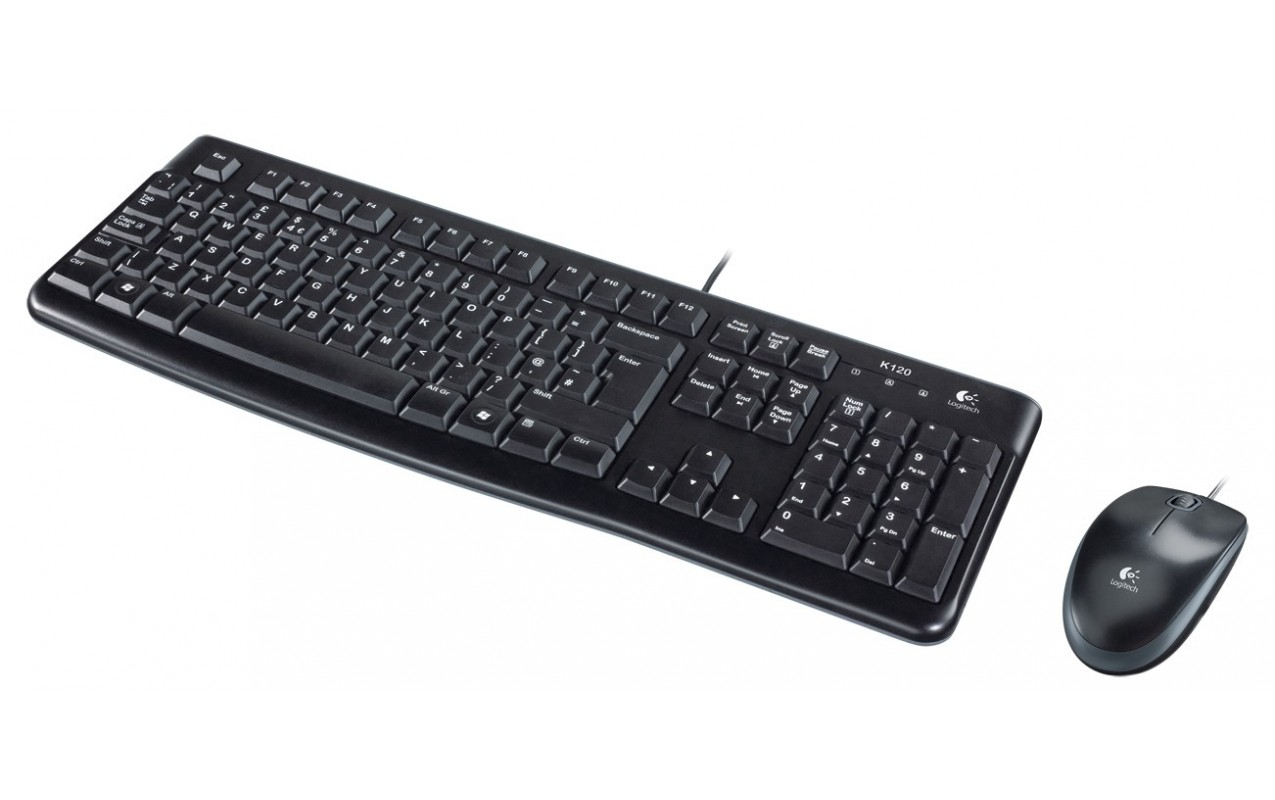 Kit Tastiera Mouse Wired USB Logitech MK120, Nero