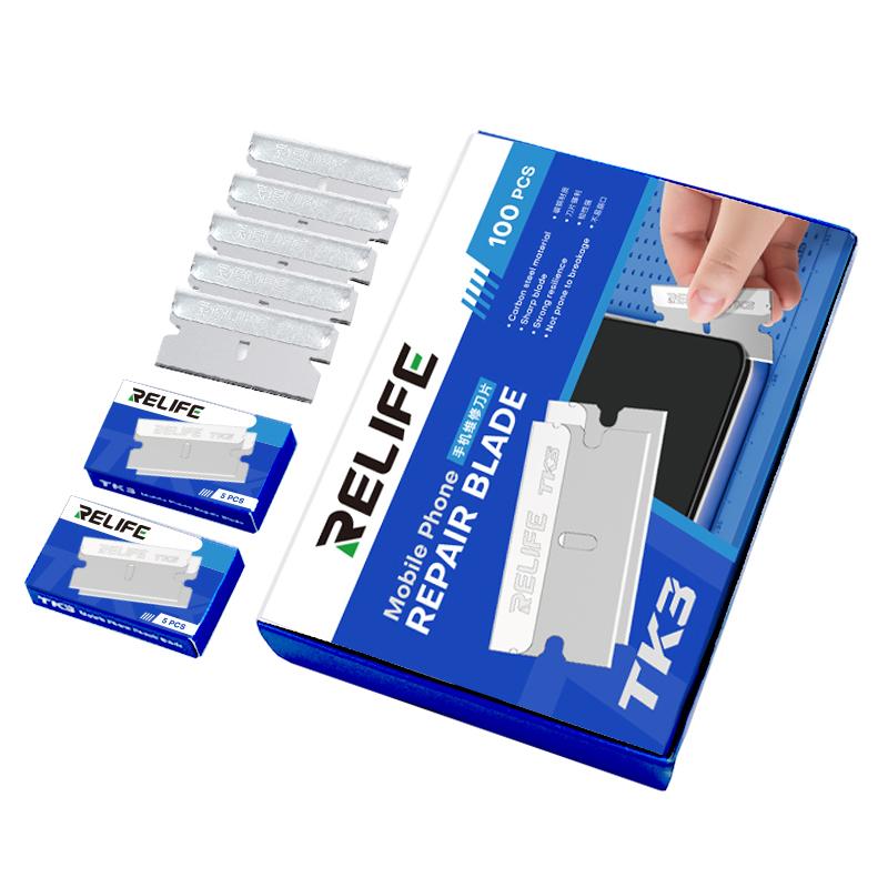 Lama di ricambio Relife TK3 per strumento di rimozione adesivo UV / OCA, Set da 100 pezzi
