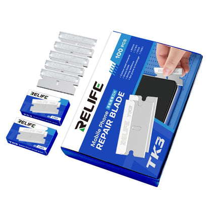Lama di ricambio Relife TK3 per strumento di rimozione adesivo UV / OCA, Set da 100 pezzi