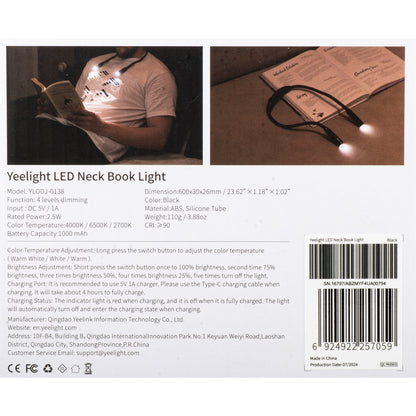 Lampada da lettura a led Yeelight Neck Book, 2,5W, 2700K - 6500K, nero YLODJ-0138