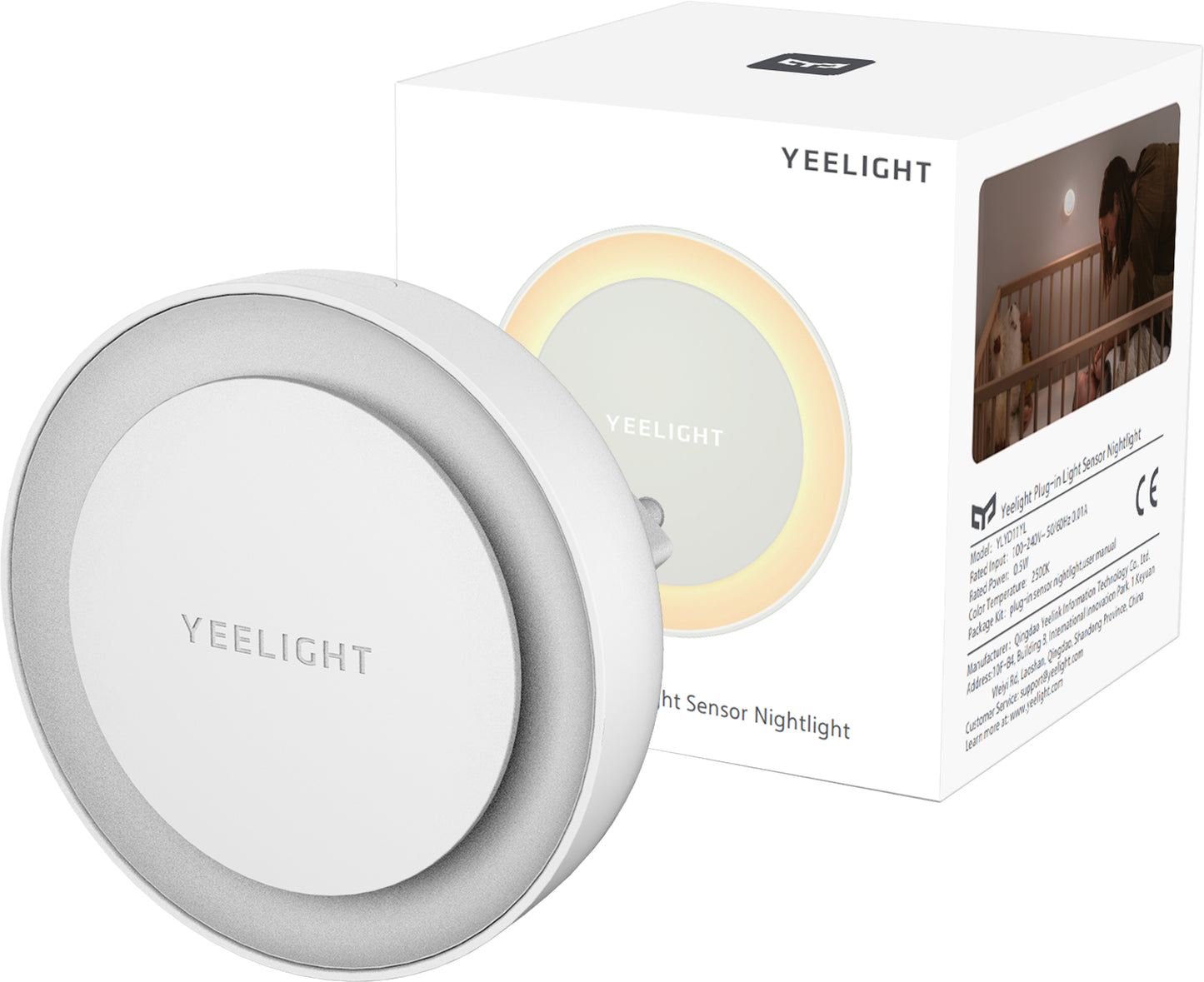 Lampada LED da comodino Yeelight Plug-in Nightlight, 0.5W, 2500K, Sensore, Versione UK, Bianca, Ricondizionata YLYD11YL