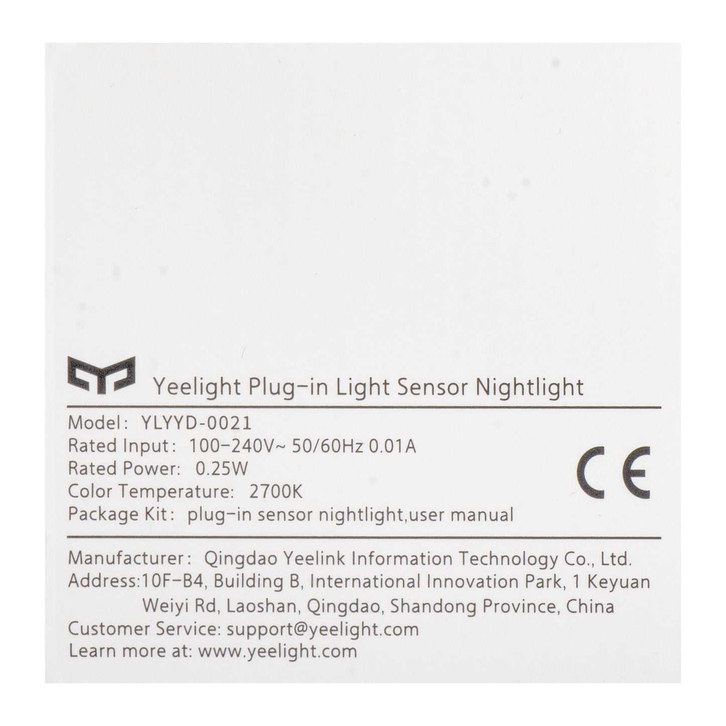 Yeelight Yeelight Plug-in Nightlight Lite, 0,25W, 2700K, sensore, bianco YLYYD-0021