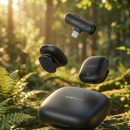 Lavaliera Acefast R1, Lightning, Set 2 pezzi, Nera