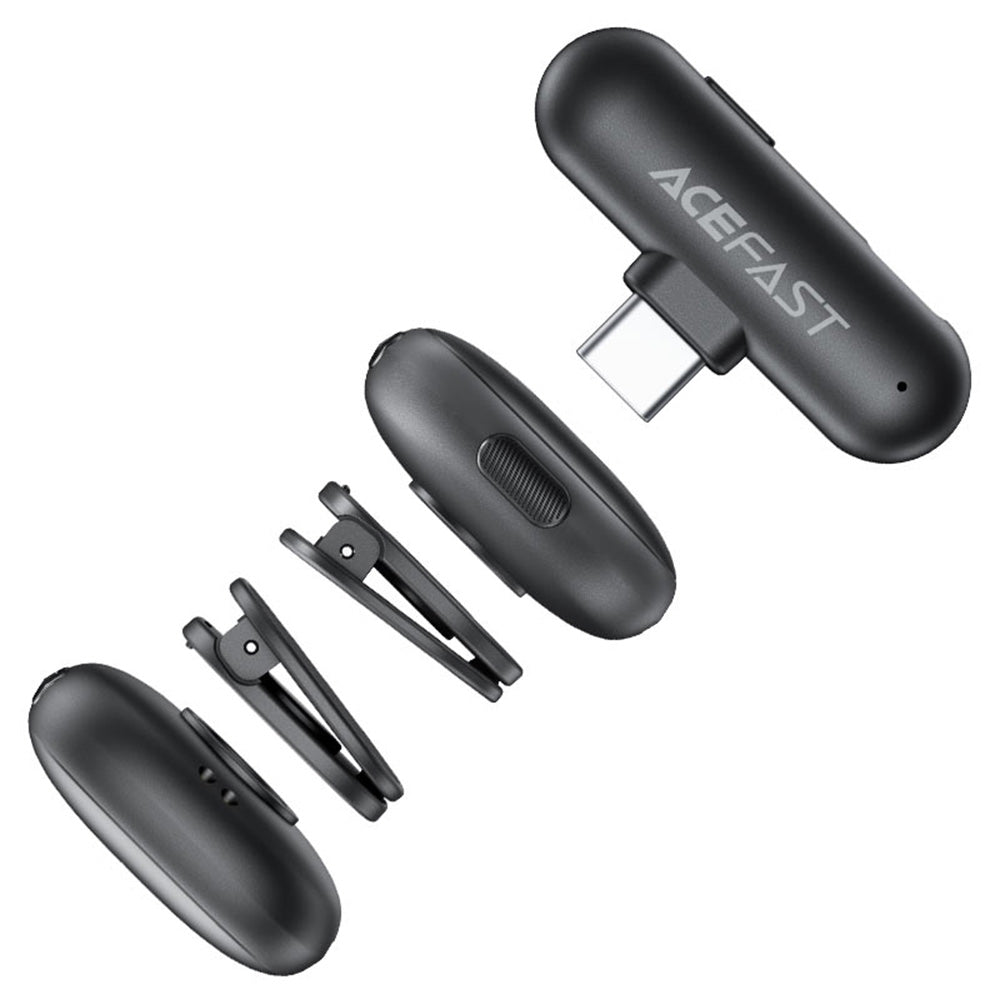 Lavalier Acefast R1, USB-C, Set 2 pezzi, Nero