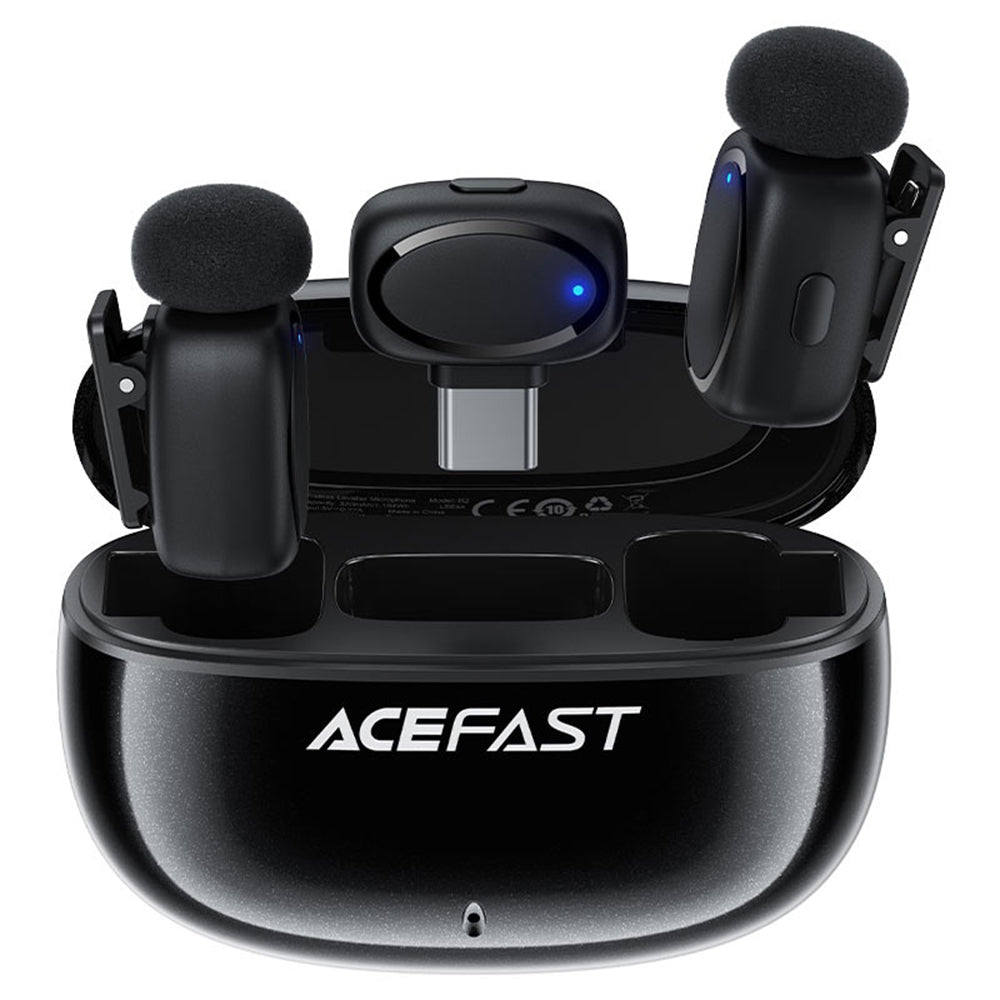Lavalier Acefast R2, USB-C, Set 2 pezzi, Nero