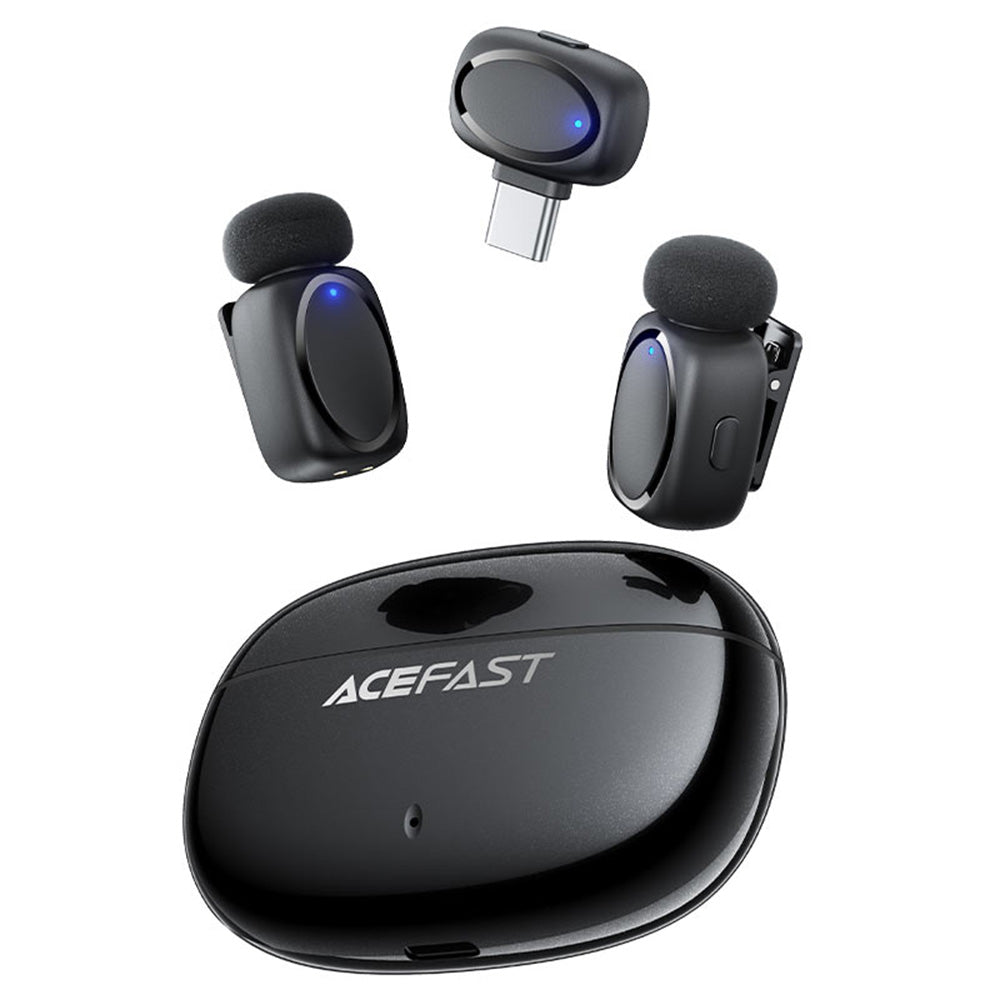 Lavalier Acefast R2, USB-C, Set 2 pezzi, Nero