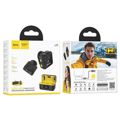 Lavalier HOCO L17, USB-C / Lightning, Set 2 Pezzi, Nero