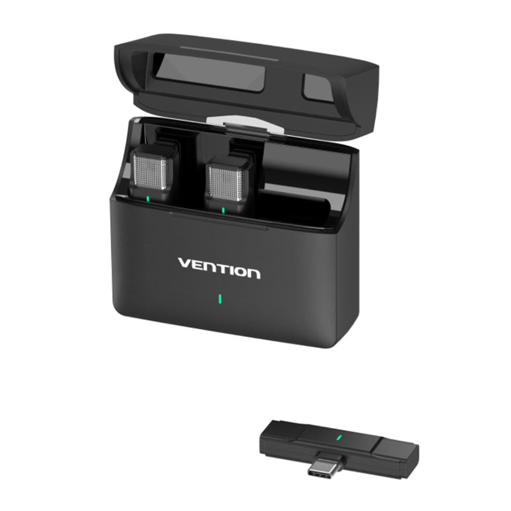 Lavalier Vention Clip-On, USB-C, Set 2 pezzi, Nero