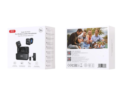 Lavaliera XO Design MC15 Dual, USB-C / Lightning, Set 2 pezzi, Nera