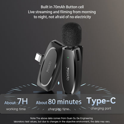 Lavalier Yesido KR15, USB-C / Lightning, Set 2 pezzi, Nero