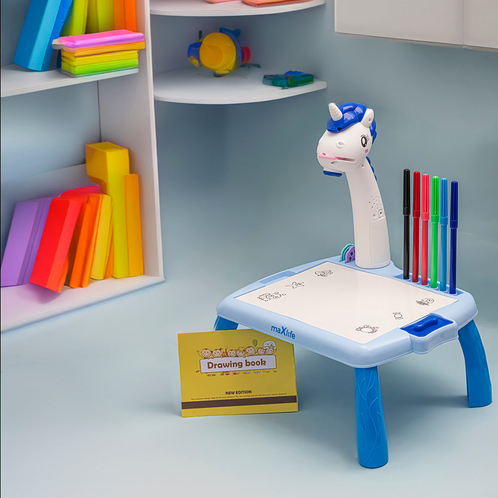 Tavolo da disegno per bambini MaXlife con proiettore MXDP-200, blu