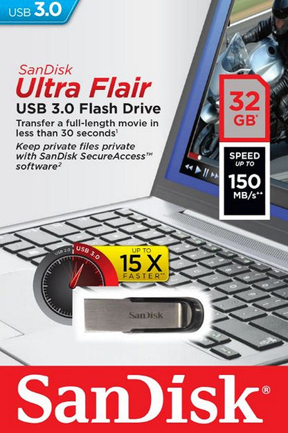 Memoria Esterna USB-A 3.0 SanDisk Ultra Flair, 32Gb SDCZ73-032G-G46