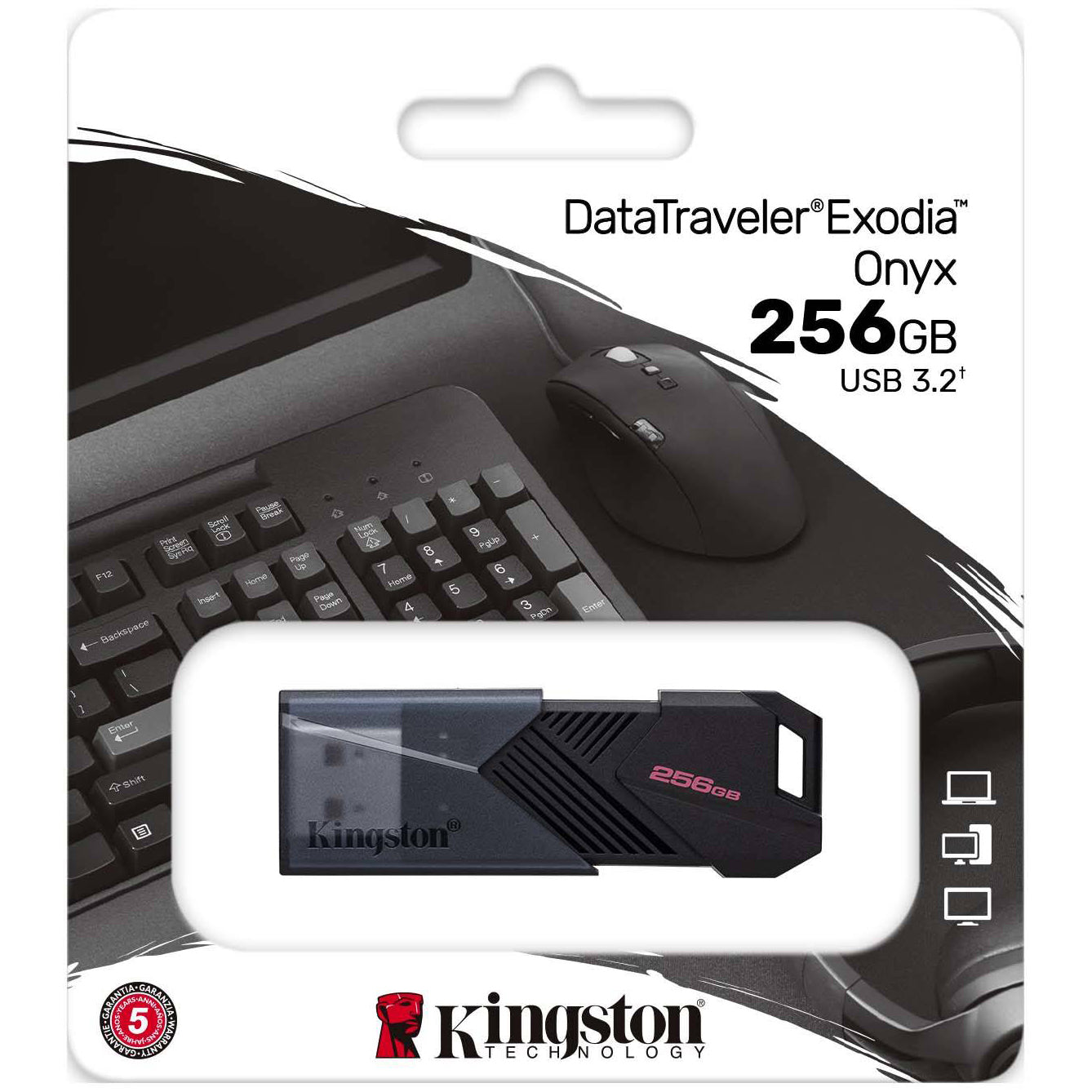 Memoria esterna Kingston Exodia Onyx USB-A 3.0 Kingston Exodia Onyx, 256Gb DTXON/256GB 