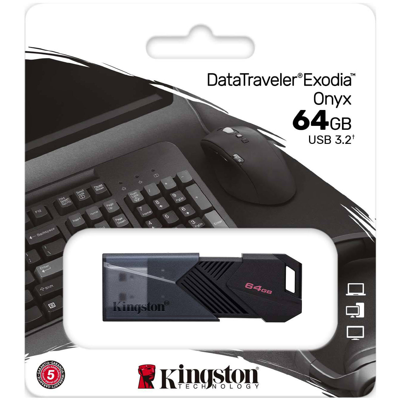 Memoria esterna Kingston Exodia Onyx USB-A 3.0 Kingston Exodia Onyx, 64Gb DTXON/64GB 