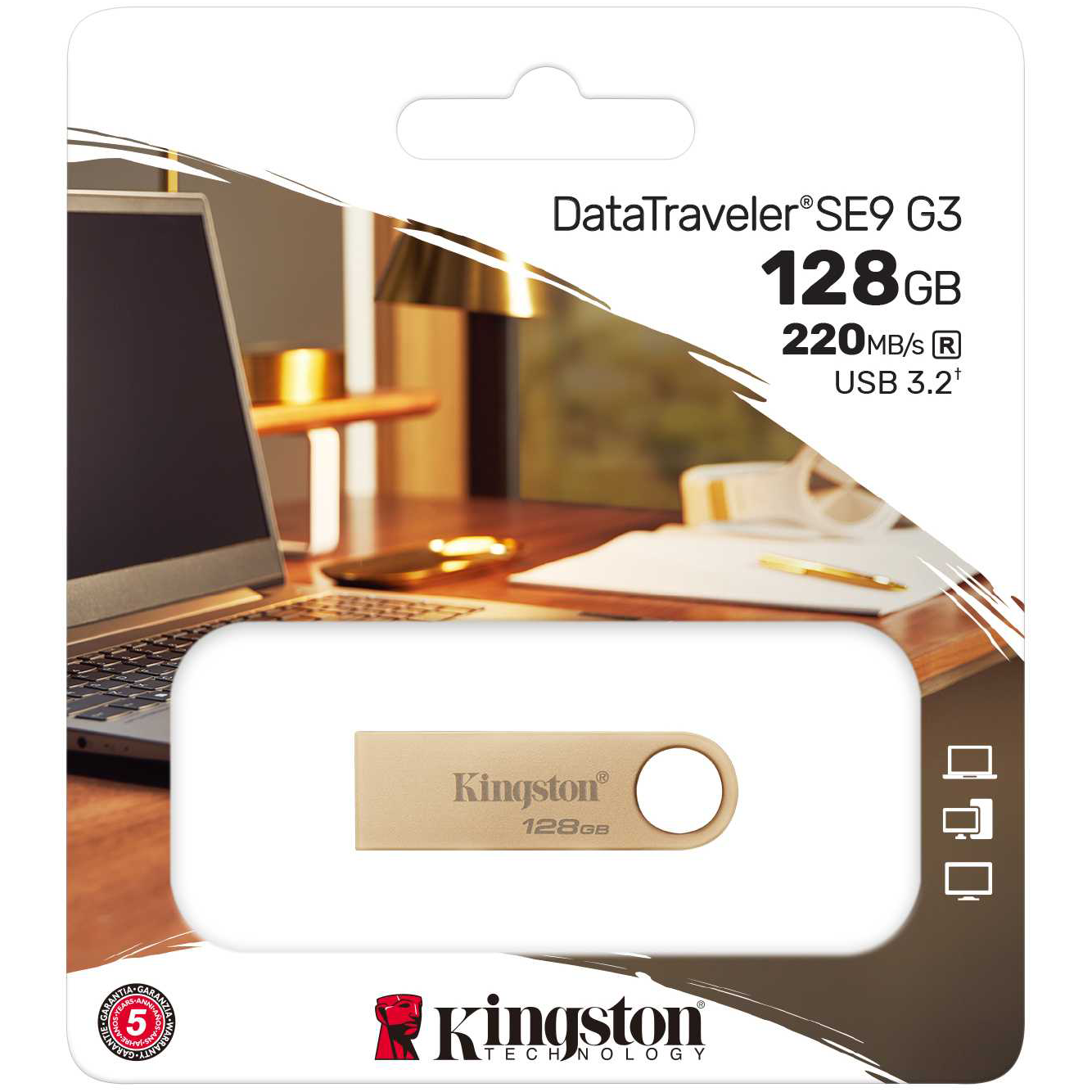 Memoria esterna USB-A 3.2 Kingston DT SE9 G3, 128Gb DTSE9G3/128GB 