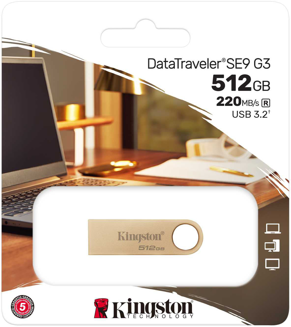 External USB-A 3.2 Memory Kingston DT SE9 G3, 512Gb DTSE9G3/512GB