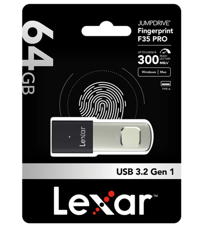 Memoria Esterna USB-A 3.2 Lexar JumpDrive Fingerprint F35 Pro, 64Gb