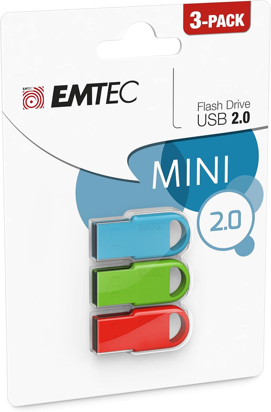 Memoria Esterna USB-A Emtec D250 Mini, 16Gb, Set 3 pezzi ECMMD16GD252P3