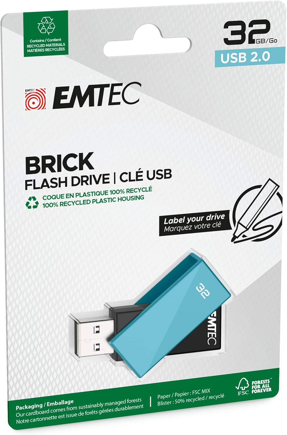 Memoria Esterna USB-A Emtec C350 Brick, 32Gb ECMMD32GC352