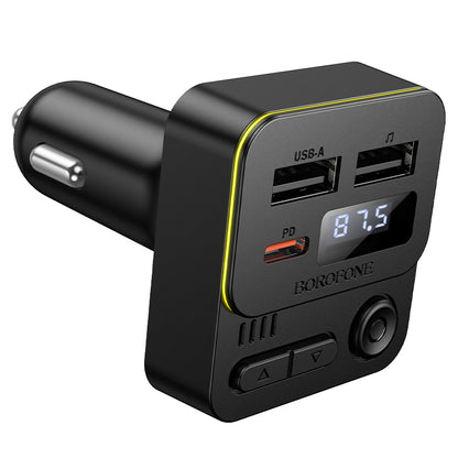 Modulatore FM Bluetooth Borofone BC60 Hero, 2 x USB-A - 1 x USB-C