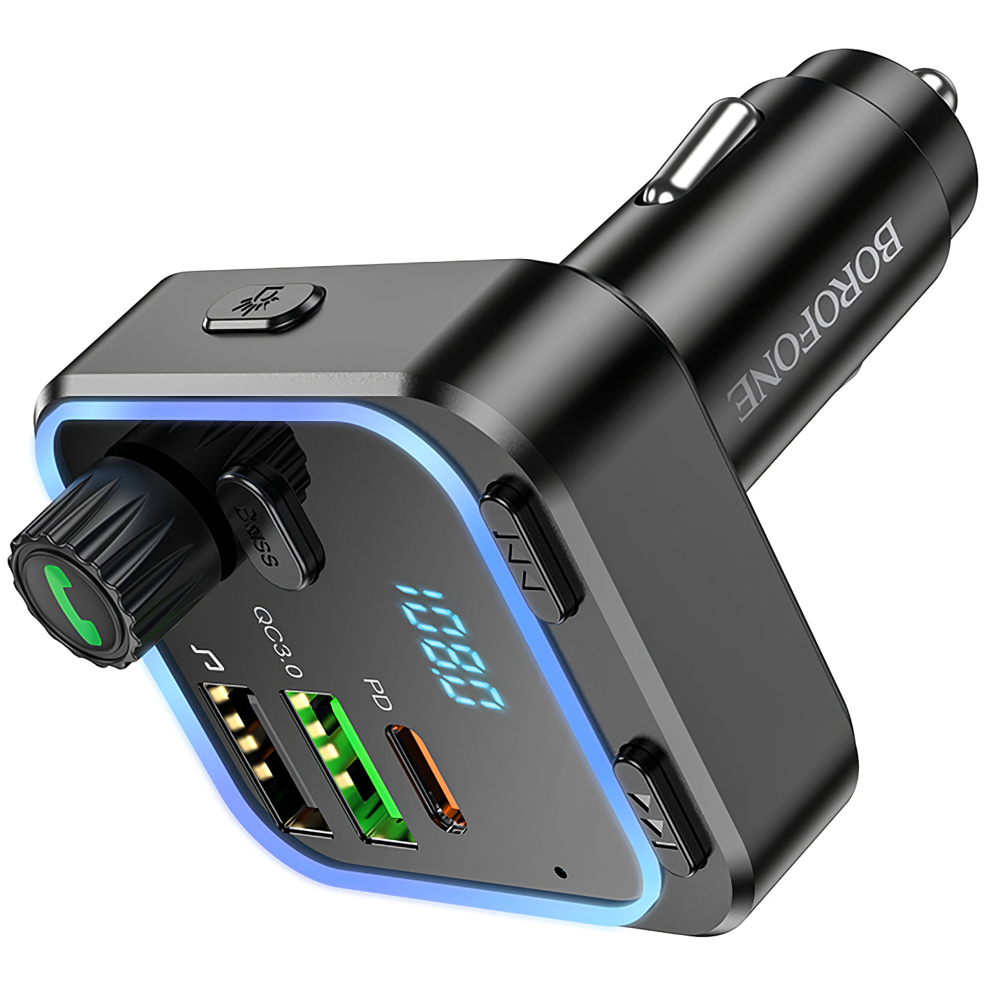 Modulatore FM Bluetooth BC53 Highway, 2 x USB-A - 1 x USB-C 