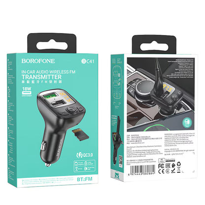Modulatore FM Bluetooth Borofone BC41 Eminency, 2 x USB-A - 1 x microSD