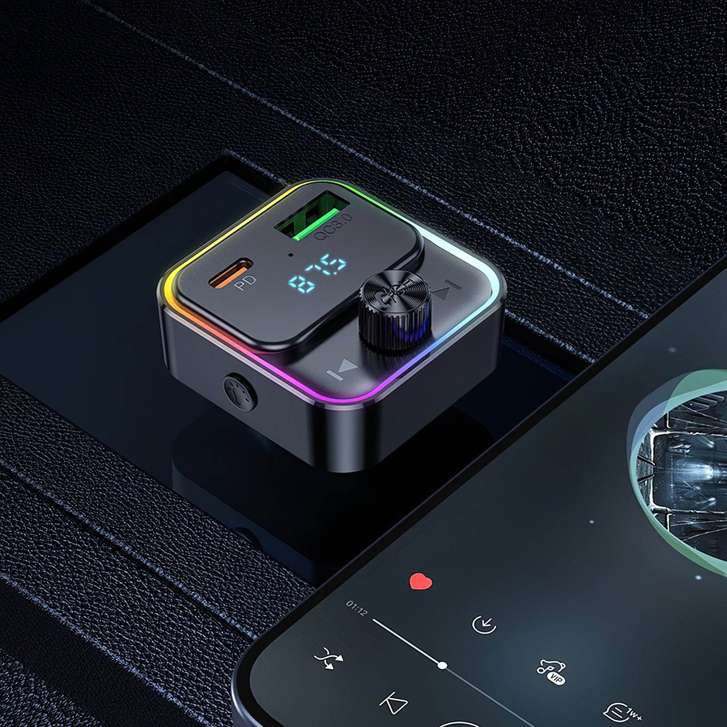 Modulatore FM Bluetooth HOCO E81, 1 x USB-A - 1 x USB-C