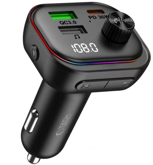 Modulatore FM Bluetooth Tech-Protect CC07, 2 x USB-A - 1 x USB-C