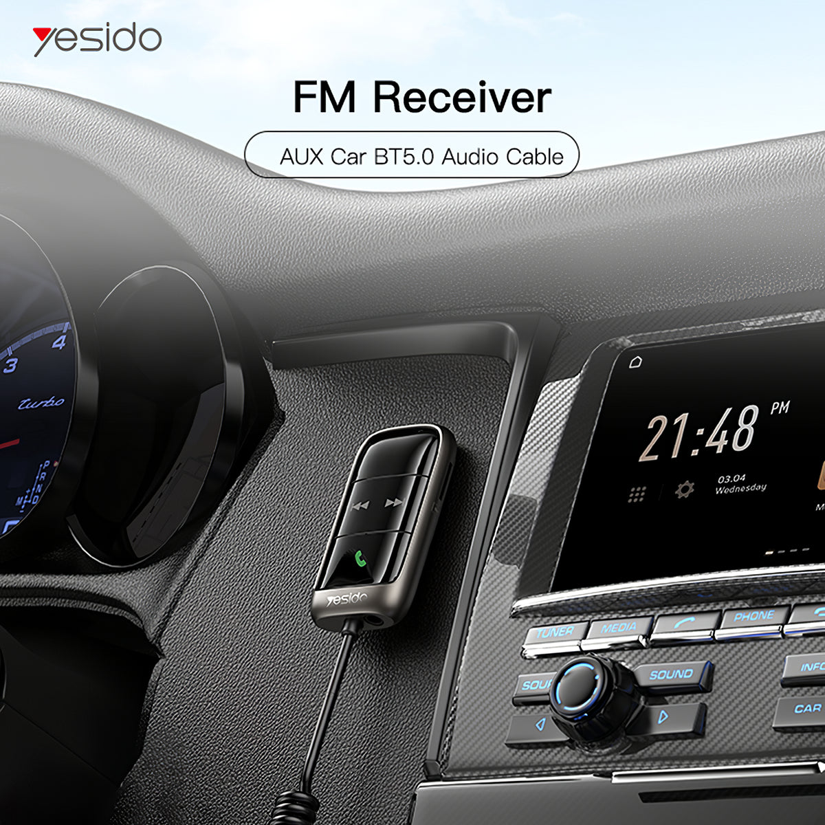 Modulatore FM Bluetooth Yesido YAU32, 1 x 3.5mm - 1 x microSD