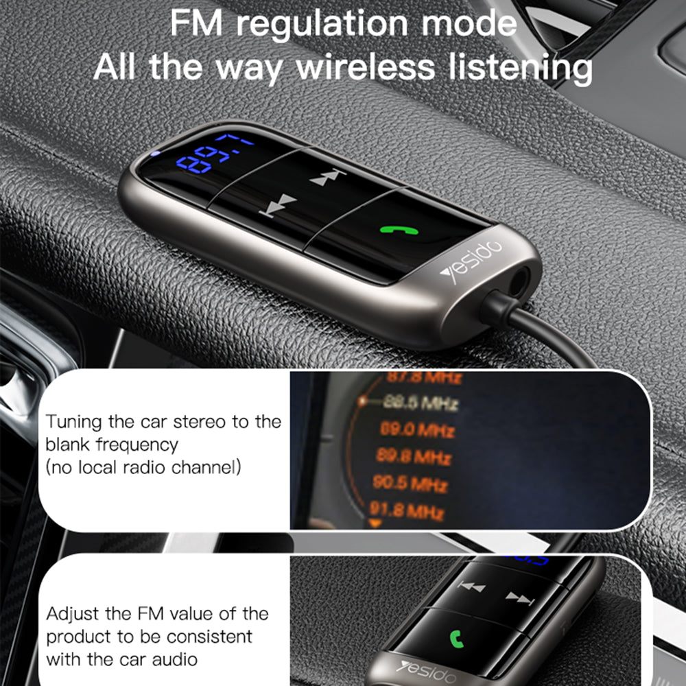 Modulatore FM Bluetooth Yesido YAU32, 1 x 3.5mm - 1 x microSD